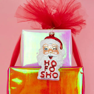 Ho Fo Sho - Winking Santa Glass Ornament - Boutique Bella BellaOrnament