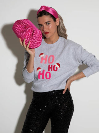 "HO HO HO" Grey Sweatshirt - Boutique Bella BellaChristmas sweater