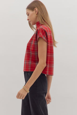 Holly Berry Plaid Top - Boutique Bella Bellasweater