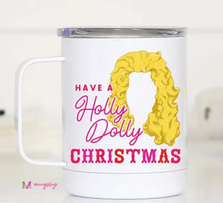 Holly Dolly Christmas 12oz Travel Mug - Boutique Bella BellaCoffee mug