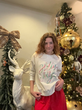 Holly Jolly Embroidered Sweatshirt - Boutique Bella BellaSweatshirt