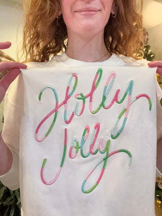 Holly Jolly Embroidered Sweatshirt - Boutique Bella BellaSweatshirt