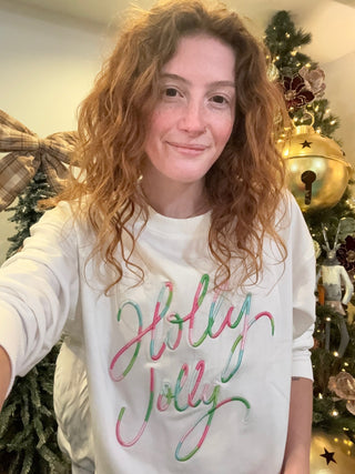 Holly Jolly Embroidered Sweatshirt - Boutique Bella BellaSweatshirt