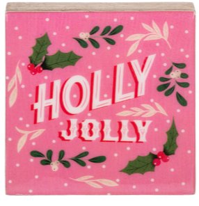 "Holly Jolly" Message Block - Boutique Bella BellaChristmas Decor