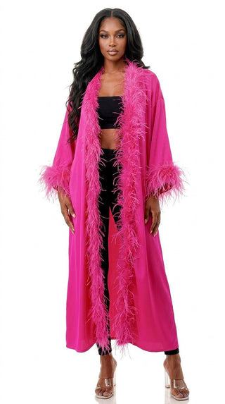 Hollywood Glam Satin Duster - Fuschia - Boutique Bella BellaDuster