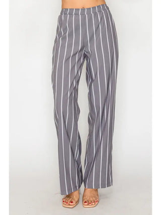 Horizon Stripe Pants - Grey - Boutique Bella BellaPants