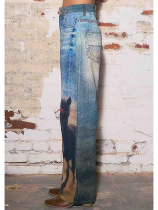 Horse Print Barrel Jeans - Boutique Bella BellaJeans