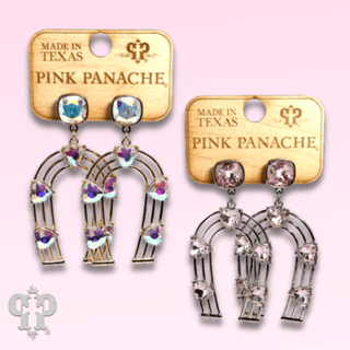 Horseshoe and rhinestone heart earring with Austrian crystal - Boutique Bella BellaEarrings