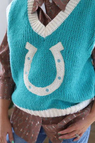 Horseshoe V - neck Sweater - Boutique Bella BellaSweater Vest