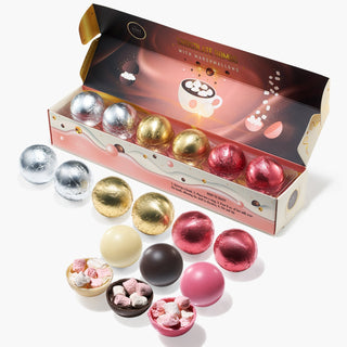 Hot Chocolate Bombs Set Of 6 3 Flavors Of White Fudge Brownie Strawberry Chocolates Delicious Cocoa - Boutique Bella Bella