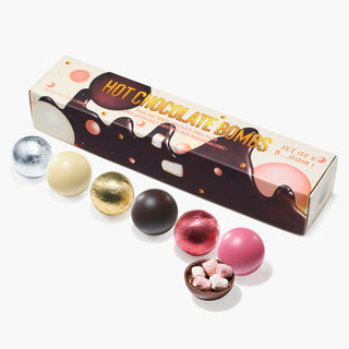 Hot Chocolate Bombs Set Of 6 3 Flavors Of White Fudge Brownie Strawberry Chocolates Delicious Cocoa - Boutique Bella Bella