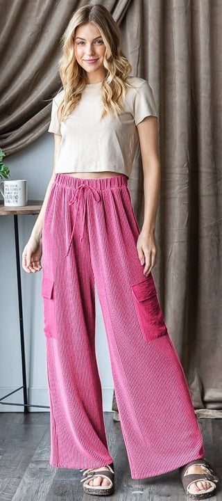 Hot Pink Ribbed Knit Pants - Boutique Bella BellaPants