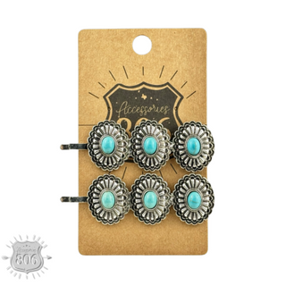 Western turquoise bobby hair pin
