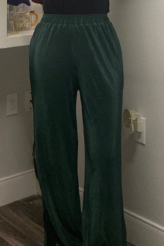 Hunter Green Pleat Ease Wide - Leg Pants - Boutique Bella BellaPants