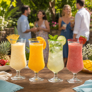 Hurricane Glasses Large 17OZ Pina Colada Set Of 4 Tropical Cocktail Tall Stemmed Crystal Glassware P - Boutique Bella Bella
