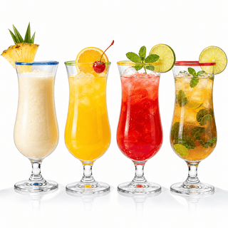 Hurricane Glasses Large 17OZ Pina Colada Set Of 4 Tropical Cocktail Tall Stemmed Crystal Glassware P - Boutique Bella Bella