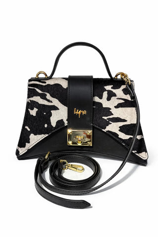 Hyna Top Handle Bag Black & White - Boutique Bella BellaPurse