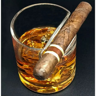 Cigar Holder Whiskey Glasses Set Of 2 Premium Barware Gift Elegant Drinkware Collection