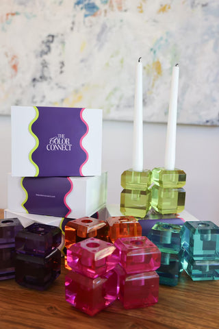 The Color Connect Stackable Resin Candle Holders
