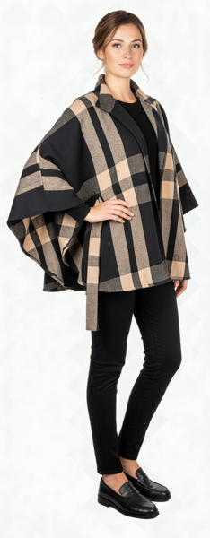 Camel Plaid Belted Wrap