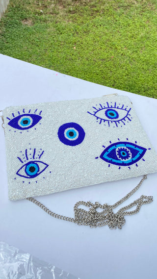 Hand-Beaded OJO Pouch Bag