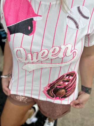 Queen of Sparkles-Pink Batter Up Tee
