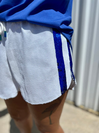 Queen of Sparkles White/Blue Full Sequin - Shorts