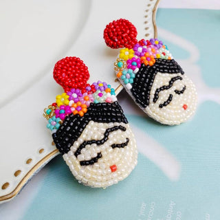 Frida Beaded Red Earrings