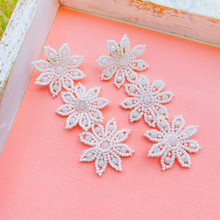 Lotto Trio Flowers White Earrings