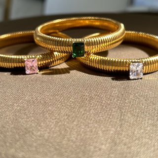 Serenity Emerald CZ Gold Bracelet