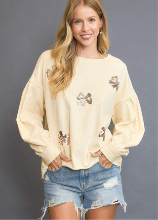 Impressive Pretty Cream Bow Top - Boutique Bella BellaTop