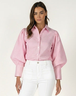 In the Detail Blouse - Pink Striped - Boutique Bella BellaBlouse