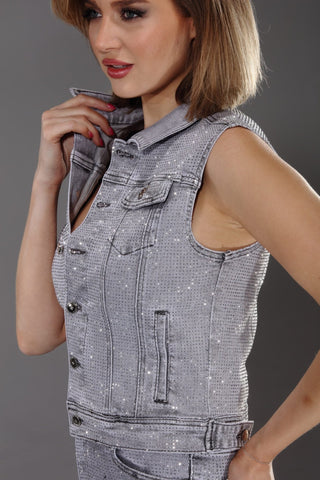 In the Grey Denim Vest - Boutique Bella BellaVest