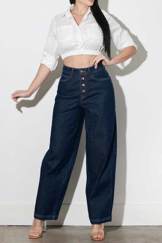 Indigo Slight Barrel Baggy Jeans - Vibrant - Boutique Bella BellaJeans