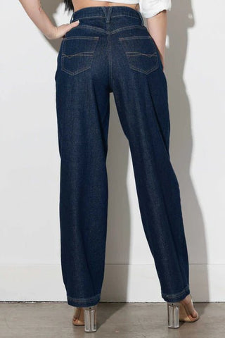 Indigo Slight Barrel Baggy Jeans - Vibrant - Boutique Bella BellaJeans