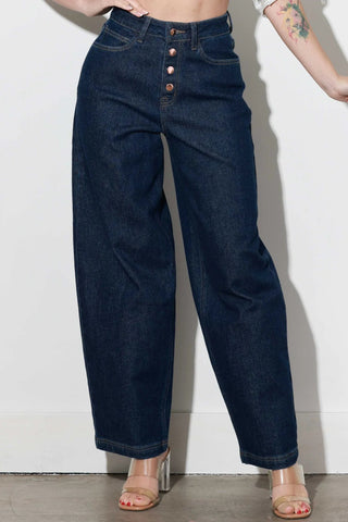 Indigo Slight Barrel Baggy Jeans - Vibrant - Boutique Bella BellaJeans