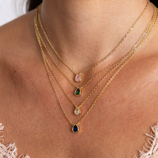 Ines Raindrop Necklace Pink - Boutique Bella BellaNecklace