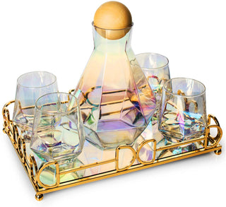 Rainbow Iridescent Wine Set Premium Barware Gift Elegant Drinkware Collection