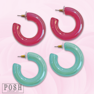 Iridescent acrylic hoop earring - LC - Boutique Bella BellaEarrings