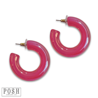Iridescent acrylic hoop earring - LC - Boutique Bella BellaEarrings