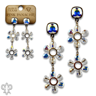 Iridescent bead double circle earring with Austrian crystal - Boutique Bella BellaEarrings