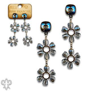 Iridescent bead double circle earring with Austrian crystal - Boutique Bella BellaEarrings