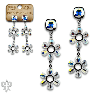 Iridescent bead double circle earring with Austrian crystal - Boutique Bella BellaEarrings