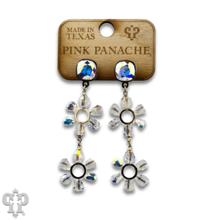 Iridescent bead double circle earring with Austrian crystal - Boutique Bella BellaEarrings