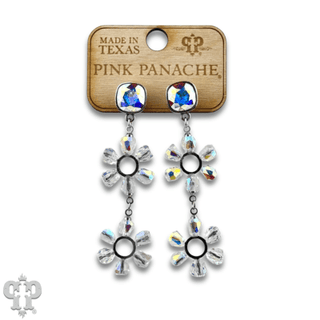 Iridescent bead double circle earring with Austrian crystal - Boutique Bella BellaEarrings