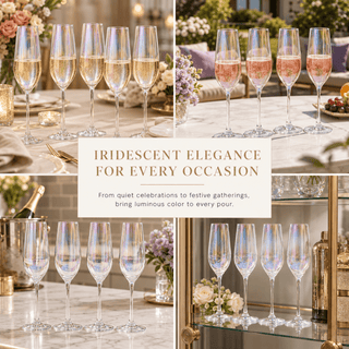 Iridescent Champagne Glasses Premium Barware Gift Elegant Drinkware Collection - Boutique Bella BellaWine Glasses