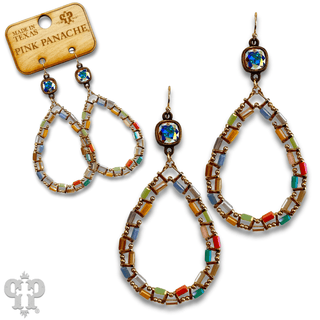 Iridescent finish bead teardrop earring with Austrian crystal - Boutique Bella BellaEarrings