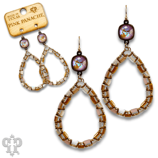 Iridescent finish bead teardrop earring with Austrian crystal - Boutique Bella BellaEarrings