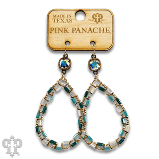 Iridescent finish bead teardrop earring with Austrian crystal - Boutique Bella BellaEarrings