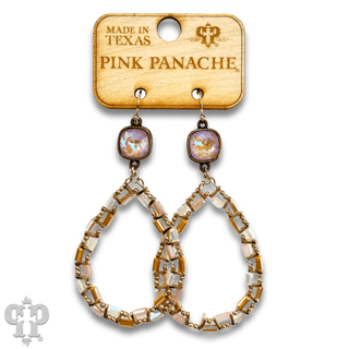 Iridescent finish bead teardrop earring with Austrian crystal - Boutique Bella BellaEarrings